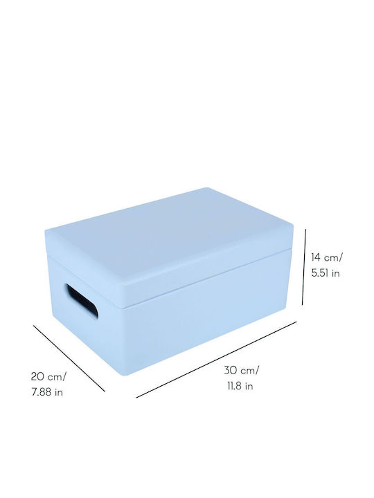 Creative Deco Blue Large Wooden Storage Box 30 X 20 X 14 Cm + 1 Cm Handles Lid Decorative Chest Perfect Documents Keepsakes Toys Tools