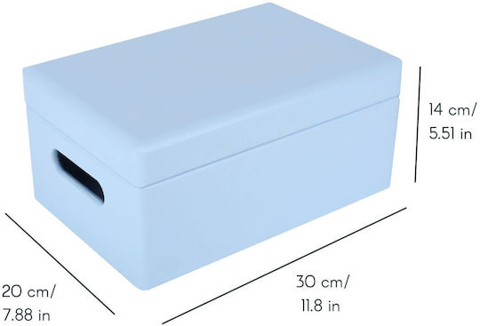 Креатив Деко Синя Голяма Дървена Кутия За Съхранение 30 X 20 X 14 См + 1 См Дръжки Капак Декоративен Сандък Идеален За Документи Спомени Играчки Инструменти