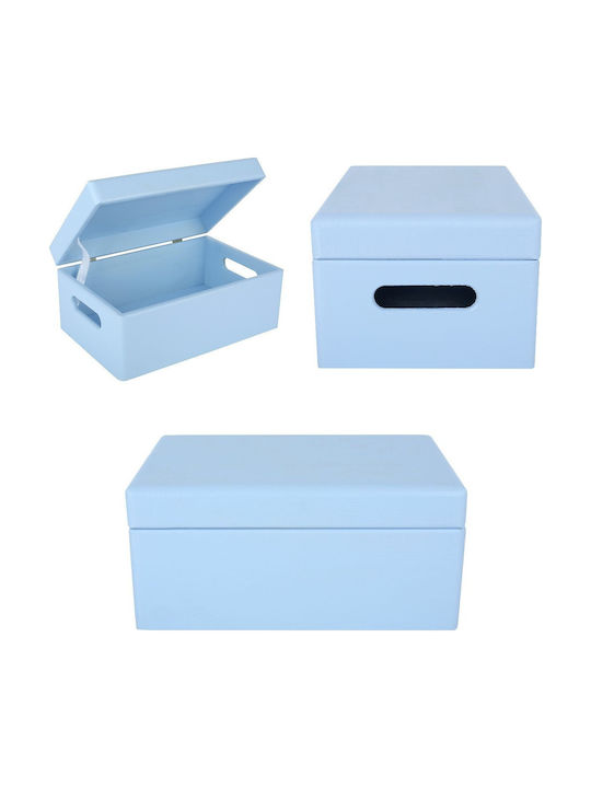Creative Deco Blue Large Wooden Storage Box 30 X 20 X 14 Cm + 1 Cm Handles Lid Decorative Chest Perfect Documents Keepsakes Toys Tools