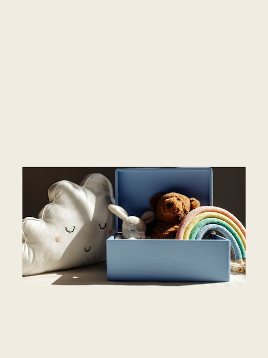 Creative Deco Blue Large Wooden Storage Box 30 X 20 X 14 Cm + 1 Cm Handles Lid Decorative Chest Perfect Documents Keepsakes Toys Tools