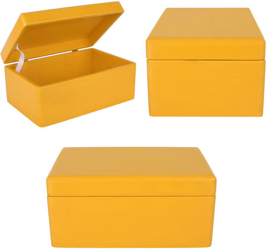 Creative Deco Gelbe Große Holzaufbewahrungsbox mit Deckel 30 x 20 x 14 cm + 1 cm Ohne Griffe Dekorative Truhe Perfekt für Dokumente Andenken Spielzeug Werkzeuge