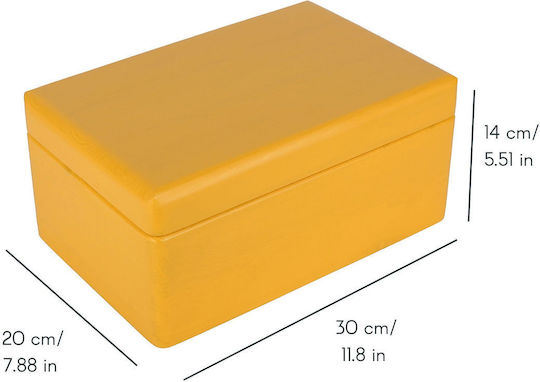 Creative Deco Gelbe Große Holzaufbewahrungsbox mit Deckel 30 x 20 x 14 cm + 1 cm Ohne Griffe Dekorative Truhe Perfekt für Dokumente Andenken Spielzeug Werkzeuge
