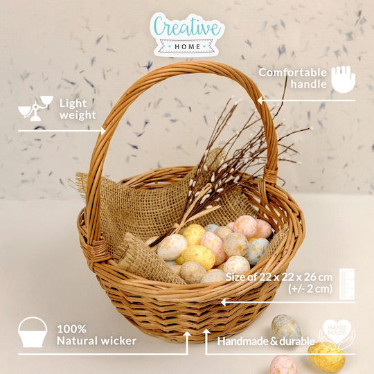 Creative Dekorativer Korb Korbweide mit Griffen Beige 22x22x26cm