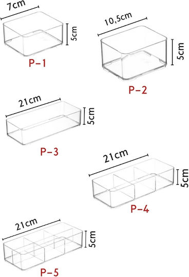 Schubladenorganisator mit Schubladen & Trennzeichen Transparent