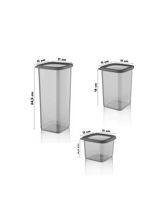 Set 12 Bucăți Vaze Pentru Paste Zahăr Cereale Cu Capac Plastic Gri 1750ml 12 Bucăți
