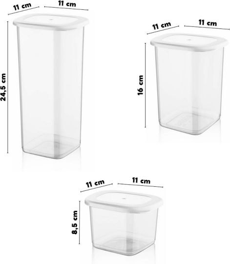 Set of 12 Jars for Pasta Sugar Cereals with Plastic Transparent Lid 1750ml 12 Pieces