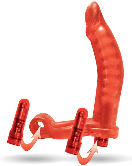 Nasstoys Double Penetrator Red Vibrating Cock Ring & Dildo Doppelter Vibrator Rot