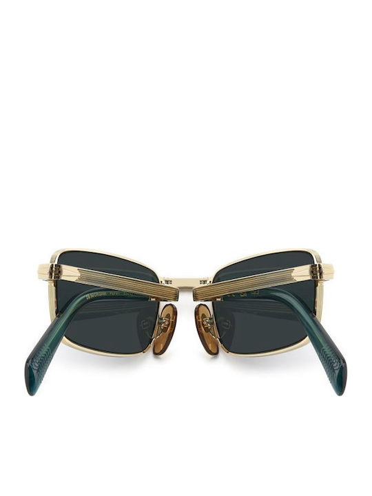 David Beckham Unisex Sunglasses with Gold Metal Frame and Green Lens