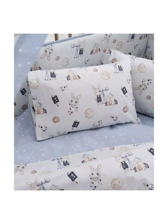 Vesta Home Set Baby Cradle Cotton Sheets Astra Blue 70x125cm 3 Pieces