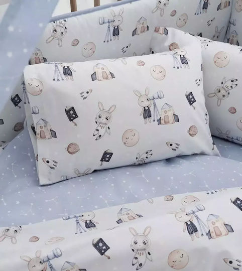 Vesta Home Σετ Βρεφικά Σεντόνια Λίκνου Βαμβακερά Astra Μπλε 70x125εκ. 3τμχ