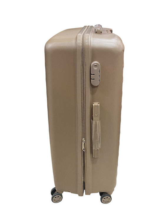 Large Hard Gold Suitcase With 4 Wheels Height 75cm