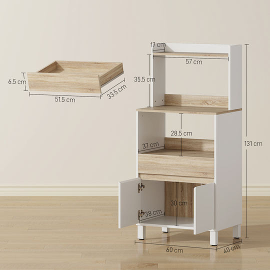 Lower Oven Cabinet White 60x40x131cm