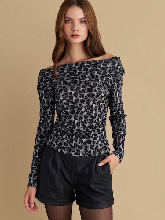 Bluză Damă Animal Print Gri
