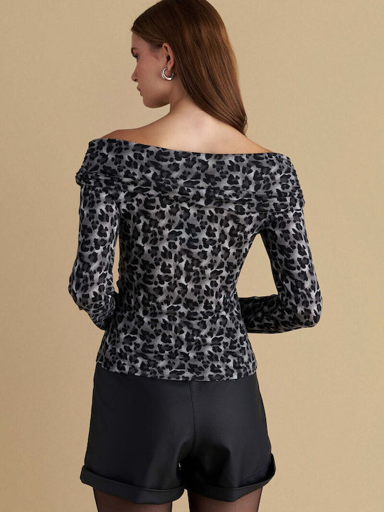 Bluză Damă Animal Print Gri