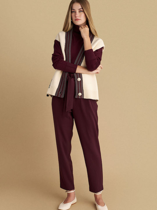 Women's High-waisted Fabric Trousers Red