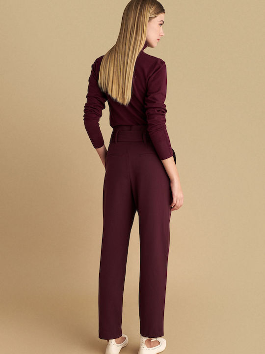 Women's High-waisted Fabric Trousers Red