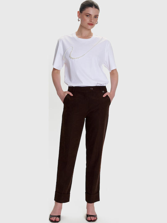 Women's Fabric Trousers Brown