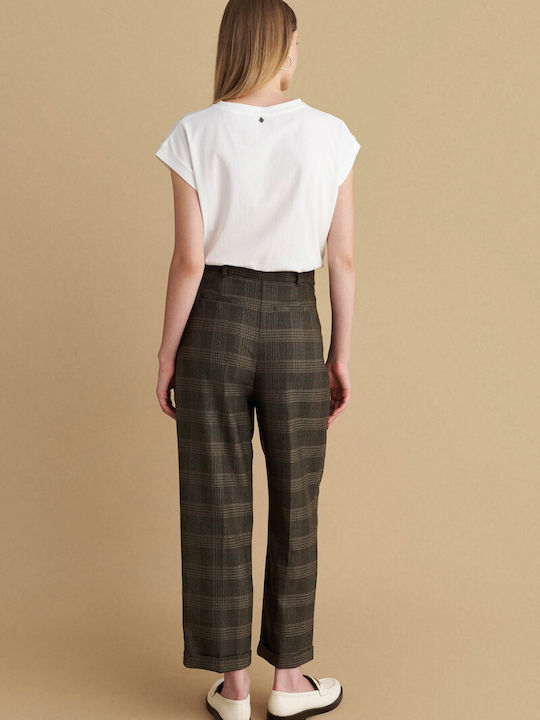 Damen Stoff Hose Geprüft Green
