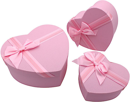 Set decorativ Hârtie Cutie pentru Cadou Roz 3buc