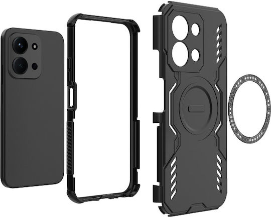 Techsuit Umschlag Rückseite Kunststoff Schwarz (Redmi 15C 4G)