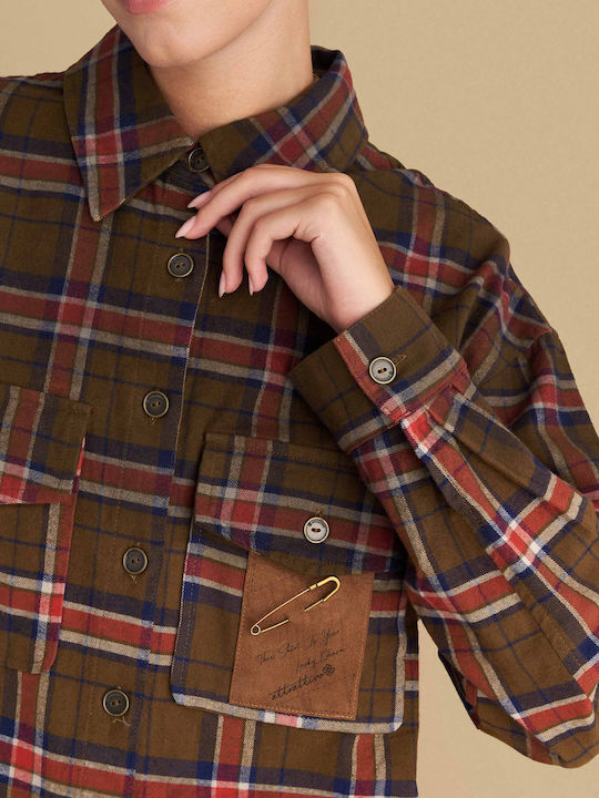 Women's Checked Long Sleeve Shirt Brown