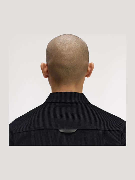 Μακρυμάνικo Κοτλέ Overshirt σε Κανονική Γραμμή Ριγέ Black