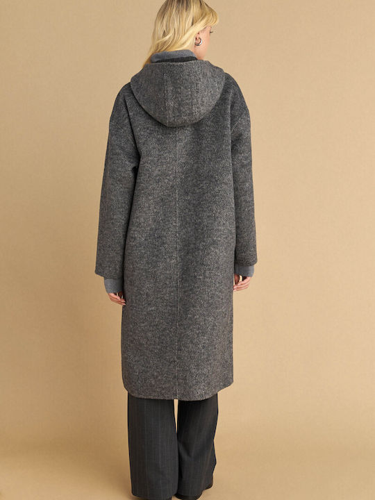 Women's Gray Coat with Hood
