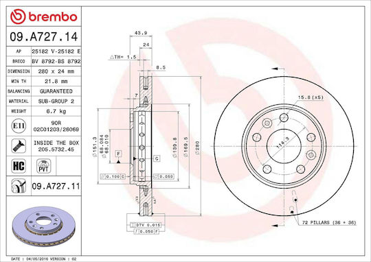Dacia Duster Brembo Brake Disc 09a72711