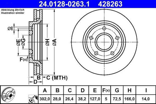 Диск за спирачни накладки и ротори за Fiat Freemont Jc Jf Ate 24012802631