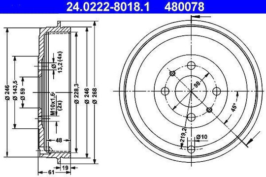 Brake Drum Fiat Albea 178 Ate 24022280181