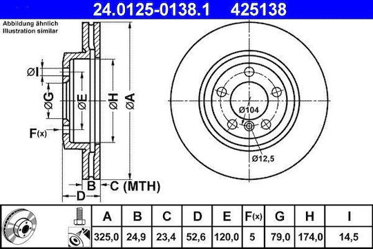 Bmw 3 E46 Ate Brake Disc 24012501381