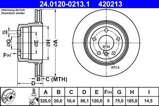 Disc de frână Ate pentru Bmw 5 E60 24012002131