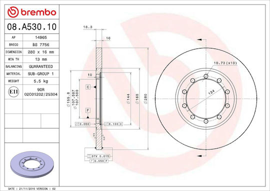 Ford Transit Tourneo Brembo Brake Disc 08a53010