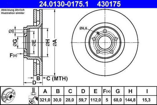 Audi A6 4f2 C6 Brake Disc Ate 24013001751