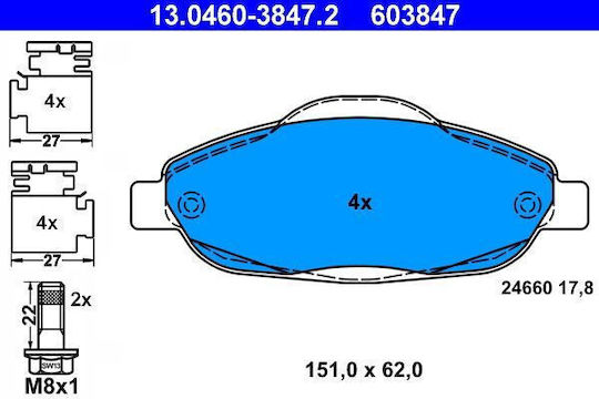 Brake Pads Peugeot 3008 Ate 13046038472