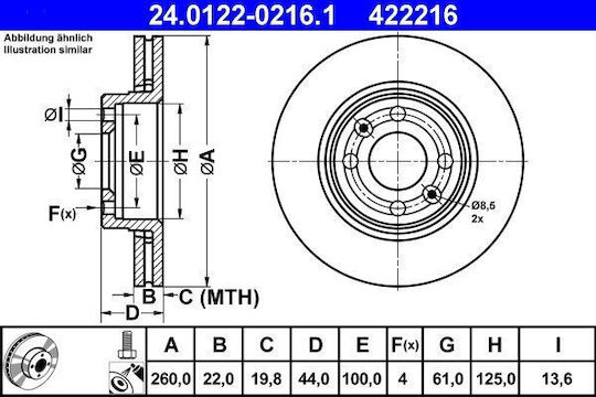 Dacia Logan Express Fs Ate 24012202161 Brake Disc