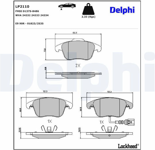 Delphi Спирачна накладка Задни за Bentley Континентал