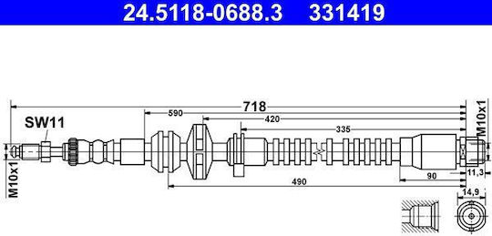 Bmw 5 F10 F18 Ate 24511806883 Спирачна маркучка
