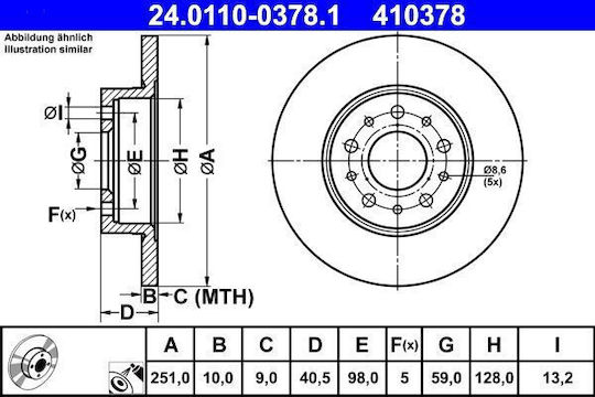 Fiat 500l 199 Brake Disc Ate 24011003781