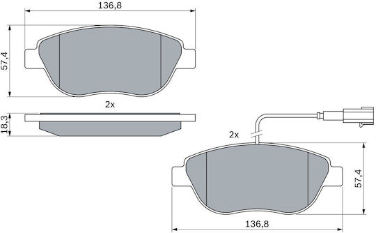 Bosch Brake Pad Front for Fiat Bravo / Doblo / Fiorino
