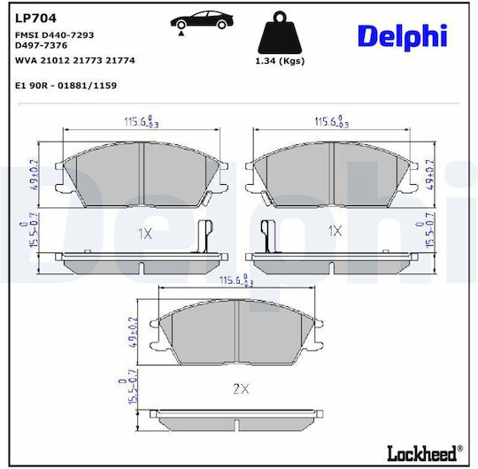 Delphi Σετ Τακάκια Πίσω