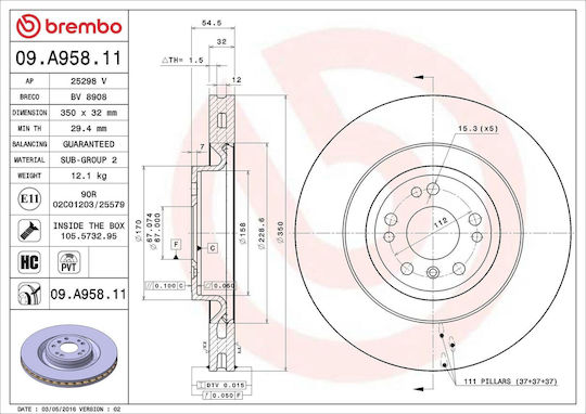 Brembo 09a95811 Mercedes-benz M-class W166 Brake Disc