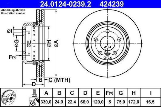 Bmw 5 F10 F18 Ate Brake Disc 24012402392