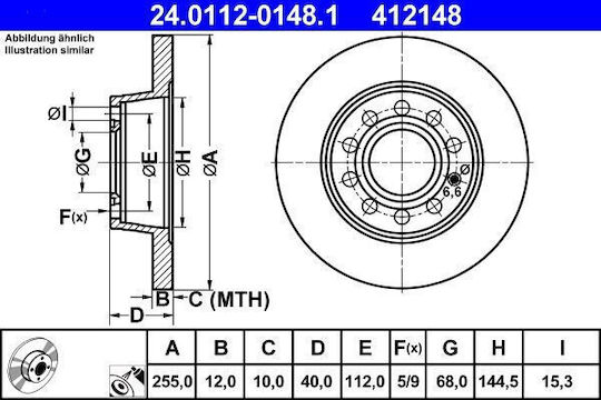 Спирачен диск Audi A4 8e2 B6 Ate 24011201481