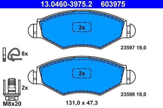 Brake Pads Peugeot 206 Sw 2e K Ate 13046039752