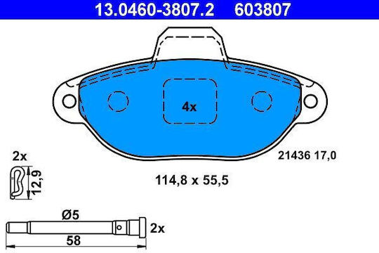 Brake Pads Fiat Panda 169 Ate 13046038072