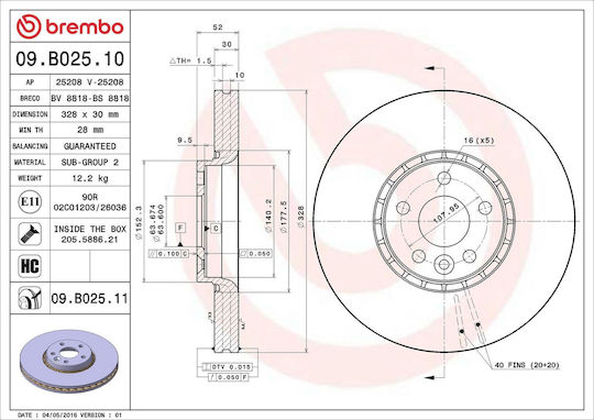 Brake Disc Volvo Xc60 Brembo 09b02511