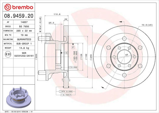 Iveco Daily Iii Chassis Plate Brake Disc Brembo 08945920