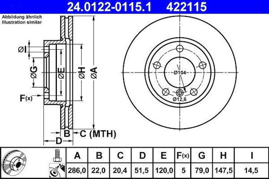 Bmw 3 E36 Ate 24012201151 Brake Disc