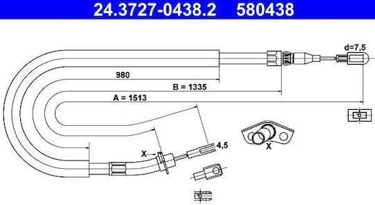 Handbrake Cable Mercedes-benz Sprinter 2-t Bus 901 902 Ate 24372704382